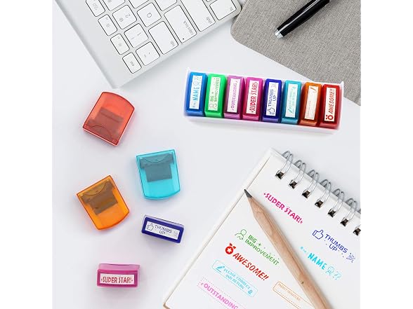 8PCS Teacher Stamp Set,Colorful