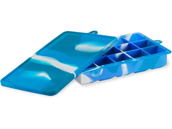 Host Ice Cube Tray with Lid Blue Marble