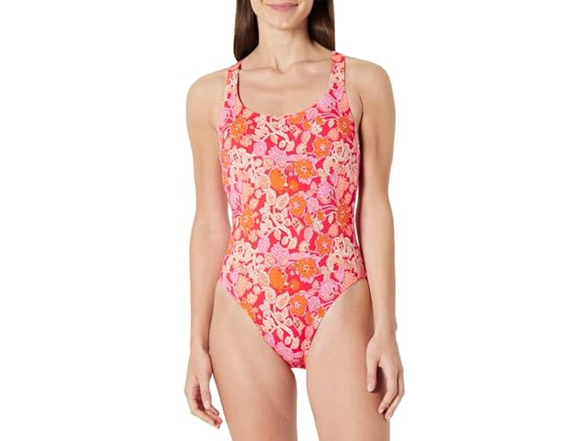 Bright Poppy Red Folk Floral