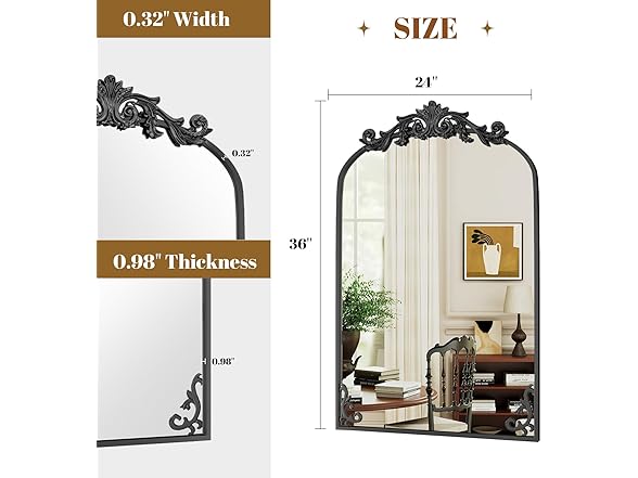 VooBang Vintage Arched Bathroom Mirror