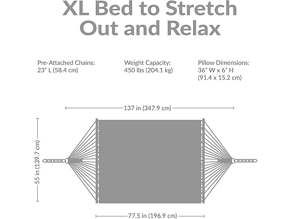 Sunnydaze Extra Large Quilted Hammock with Spreader Bars Awning Stripe