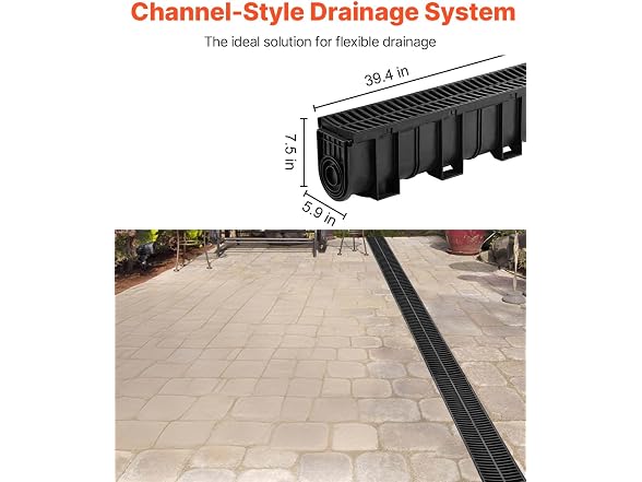 Trench Drain System, Channel Driveway-4Pack