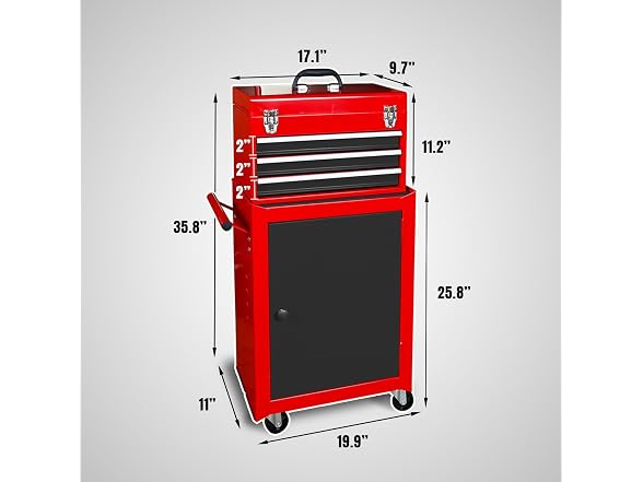 BIG RED Torin 3-Drawer Tool Chest Red