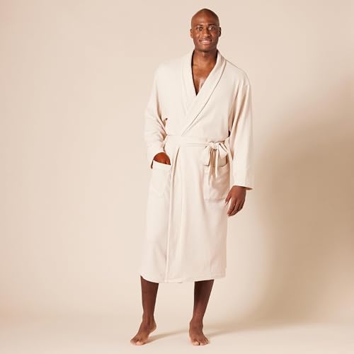 Amazon Essentials Men's Lightweight Waffle Robe (Available in Big & Tall), White, 3X-Large Big
