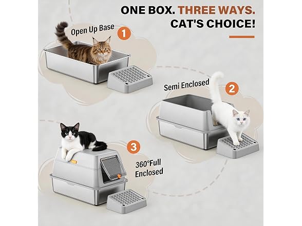 CatbruLop Stainless Steel Litter Box with Lid