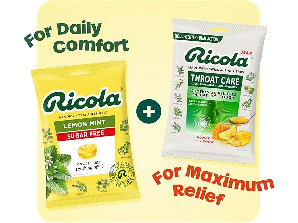 Ricola Sugar Free Lemon Mint Herbal Throat Drops