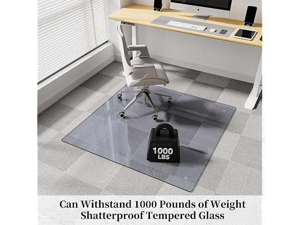 FlyEcho Grey Glass Chair Mat 48" x 48"