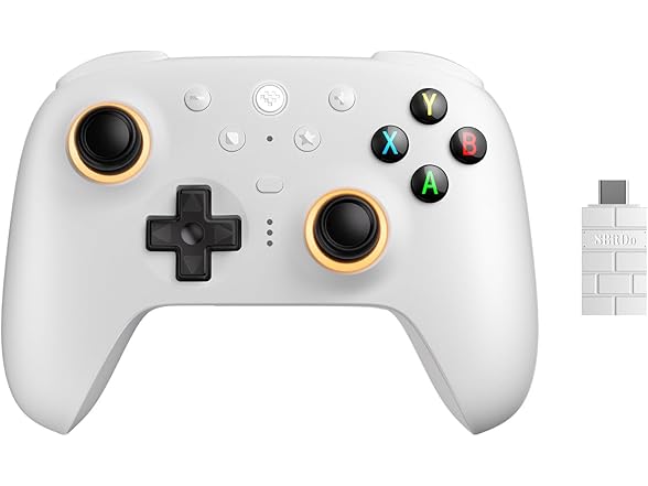 8BitDo Ultimate 2 Wireless Controller for Windows PC, Apple, Steam & Android, Gaming Controller with TMR Joysticks, Hall/Tactile Triggers, Motion Control, RGB Fire Ring, 1000Hz Polling Rate, White (Open Box)