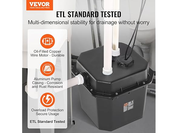 VEVOR Utility Sump Pump, 1/2 HP, 120-Volt,