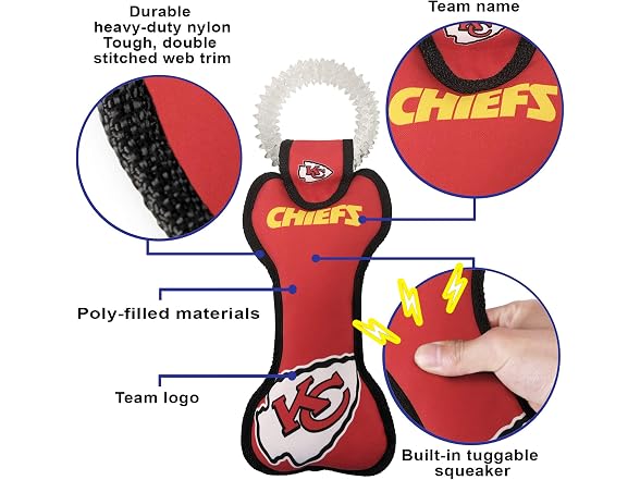 Pets First NFL Kansas City Chiefs Dental Dog TUG