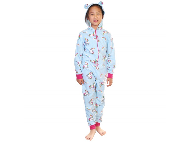 Angelina Kid's Fleece Novelty One-Piece Hooded Pajamas