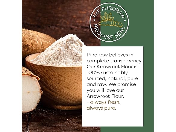 PuroRaw Arrowroot Starch Powder, 2lb Gluten Free