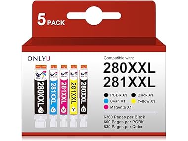 $10.99, Was $29.99, 63% Off! ONLYU Canon Ink 280XXL and 281XXL Cartridges dealfomo