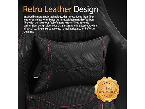 Dowinx Big and Tall Leather Gaming Chair Black/Red - Gallery 6