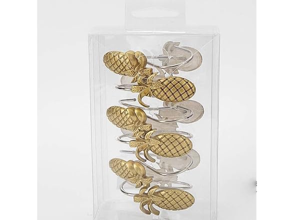 Golden Pineapple Shower Window Curtain Hooks