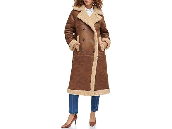 Levis Womens Faux Shearling Long Coat