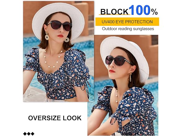 Mare Azzuro Round Reading Sunglasses UV