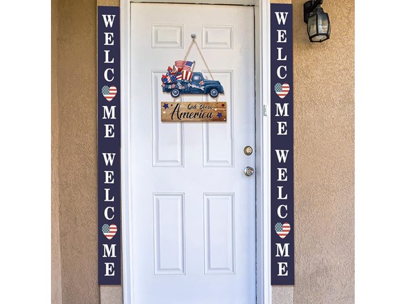 2 Pack Patriotic Wooden Door Signs