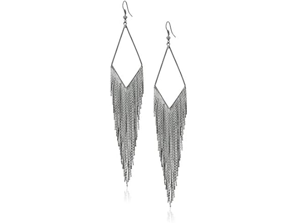 GUESS Hematite Fringe Linear Drop Earrings