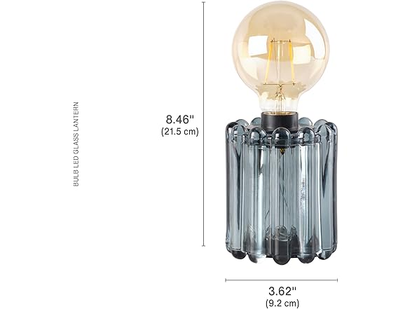 Elements Green Glass Bulb LED Lantern – Decorative Lighted Table lamp