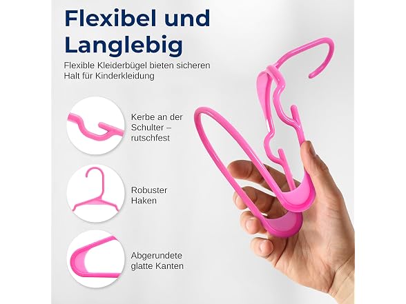 SereneLife 20 Pack Plastic Kids Hangers Pink