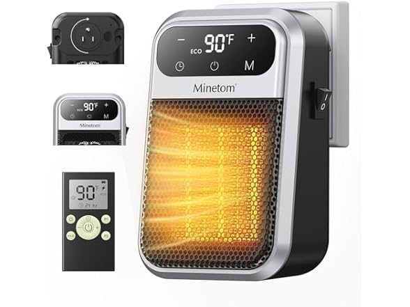 Brightown Minetom Portable Plug In Space Heater, 800W