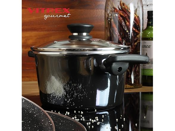 VITREX Granite Noir Metallic 7.8-Inch Stockpot with Lid
