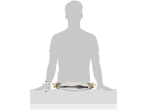 Elegance Golden Vine Hammered Stainless Steel Oval Tray
