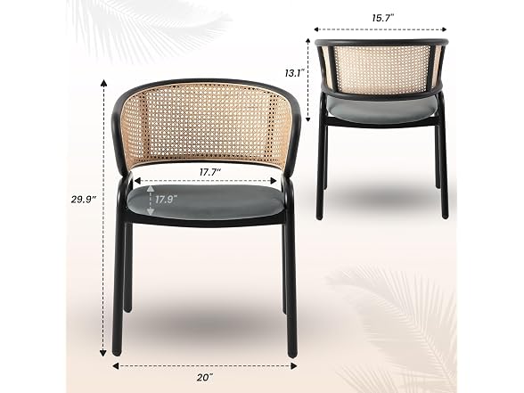 Leisuremod EC20GR-L Ervilla Leather Dining Chairs