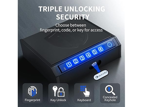 ADIMO Biometric Hand Gun Safe - Choose Size