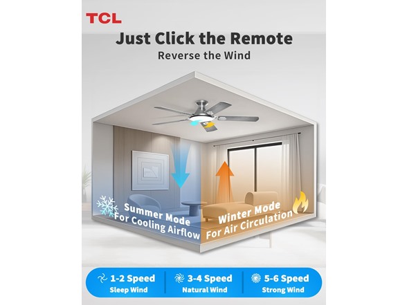 TCL 52 TCL 52 Low Profile Ceiling Fan w/ Light Silver