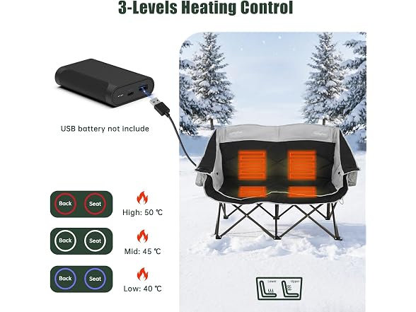 SUNNYFEEL Heated Double Camping Chair