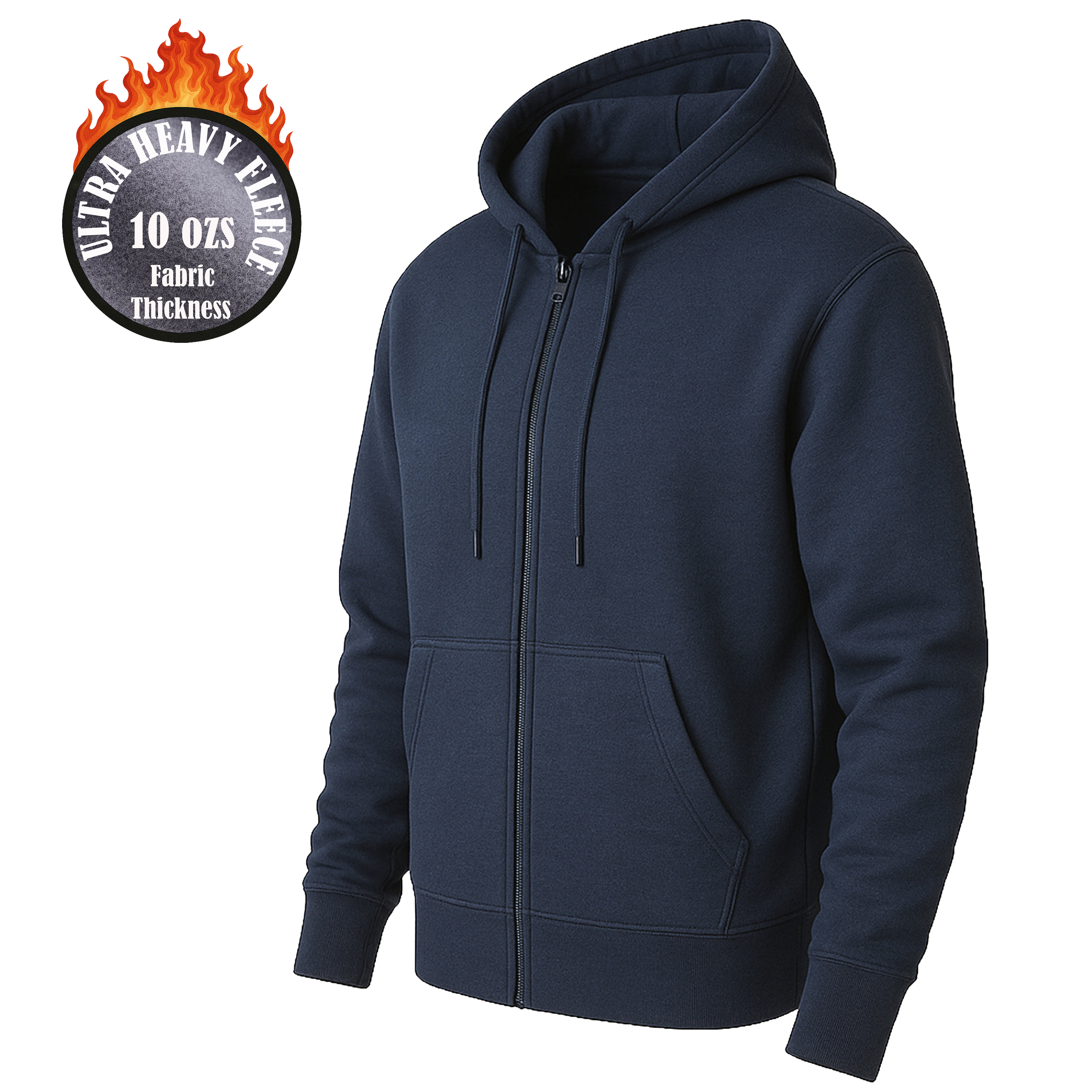 Mens Heavyweight Fleece-Lined Full Zip Hoodie - Gallery 20