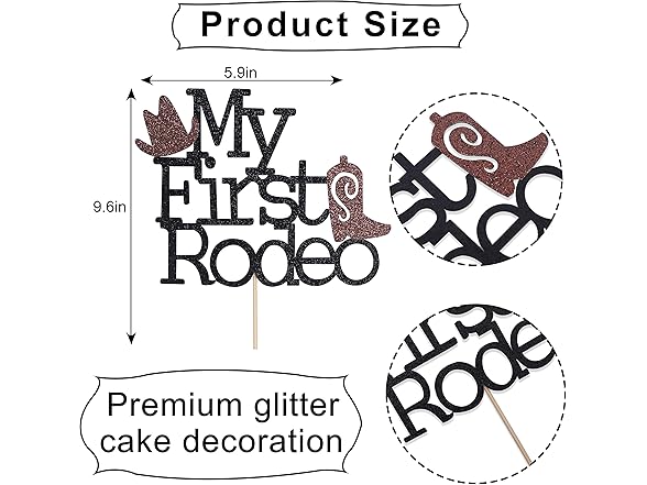 ZZDCMS My First Rodeo cake topper 