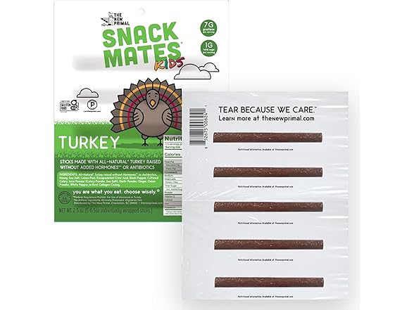 5PK Snack Mates by The New Primal, Turkey Stick