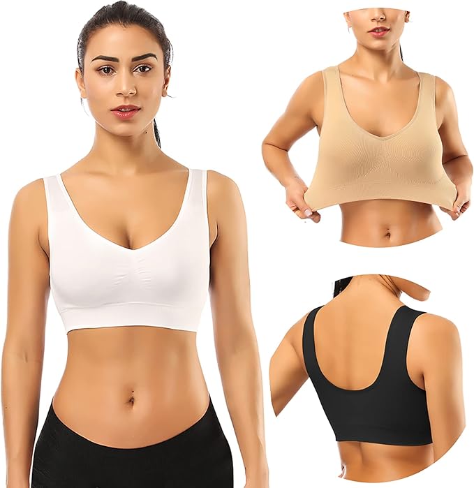 3 Pack Sports Bras with Removable Pads - Gallery 13