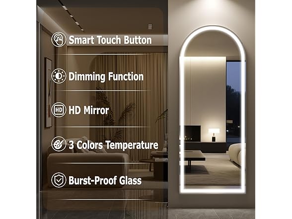 LED Arched Full Length Mirror