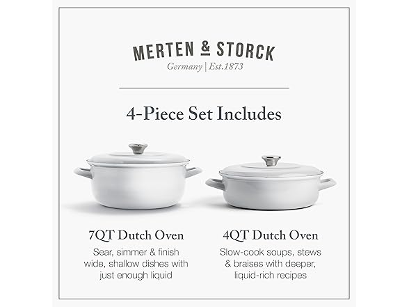 Merten & Storck 3.7QT & 5.5QT Dutch Ovens with Lids