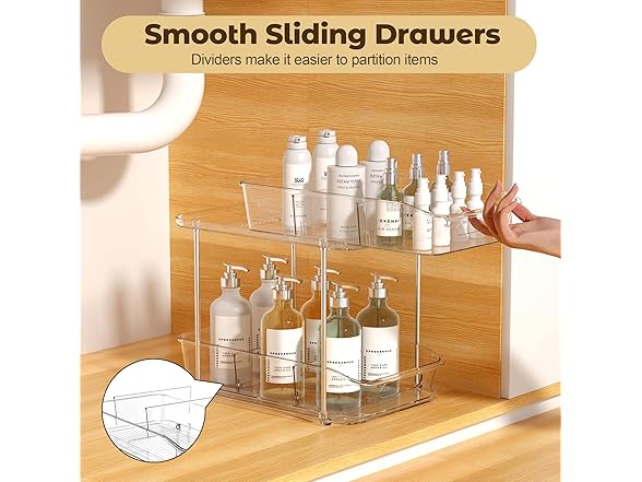 incostar 2 Tier Pull-Out Storage Organizer, 4PK