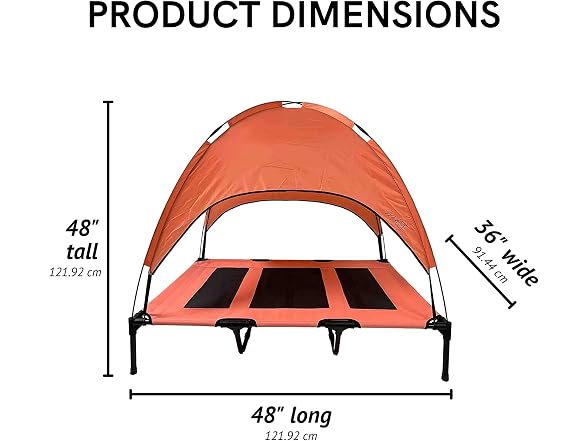 Midlee Salmon Dog Cot with Canopy (24" x 30")