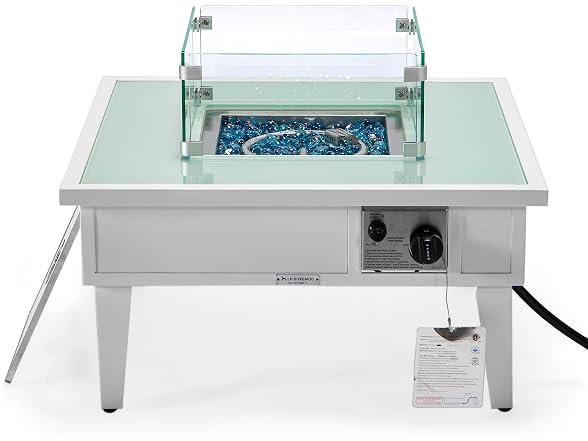LeisureMod Walbrooke Modern Outdoor Square Fire Pit Table