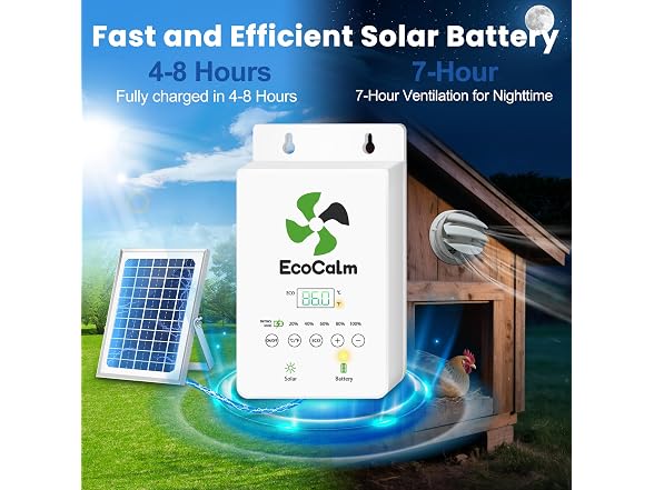 ecoCalm Solar Fan 6" with Adjustable Thermostat