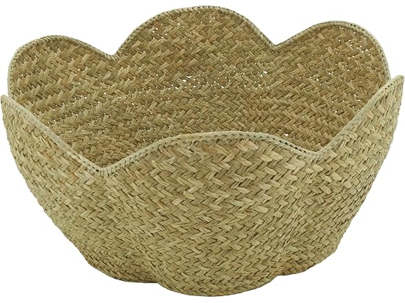 SARO LIFESTYLE Scalloped Seagrass Storage Baskets (Set of 3) 