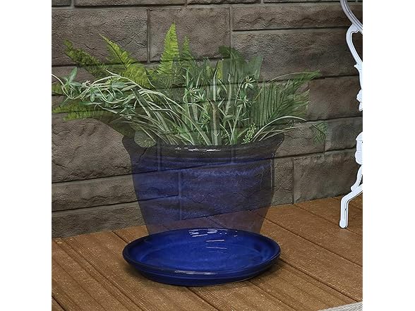 2PK Sunnydaze Decor AP-220 Ceramic Saucers 12" Blue