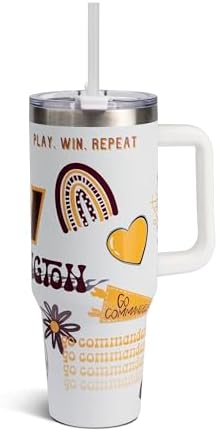 The Memory Company Official Licensed 40oz Team Spirit Stainless Steel Tumbler - Vacuum-Insulated Double-Wall Travel Cup With Handle and Straw Lid