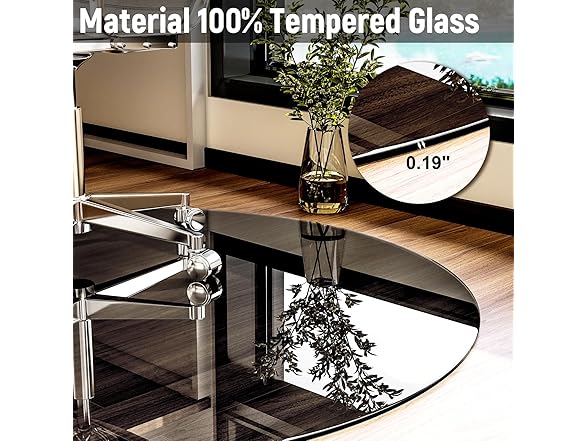 46" x 46" Round Tempered Glass Chair Mat