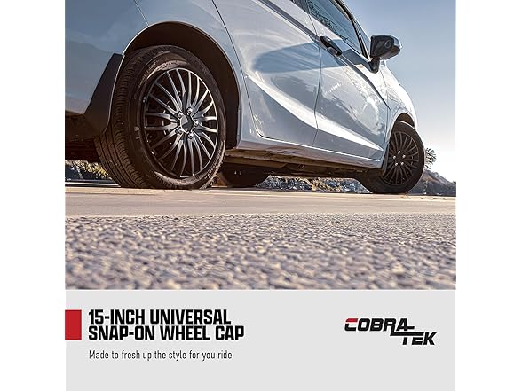Cobra-Tek 4PC Hubcaps Black/Silver - Choose Size