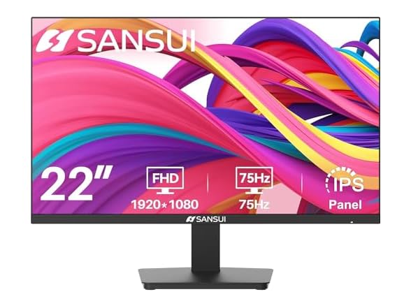 SANSUI Monitor 22 inch 1080p FHD 75Hz Computer Monito