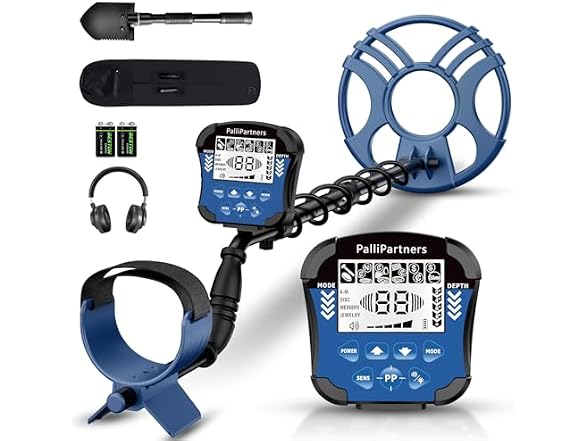 PalliPartners Metal Detector for Adults Waterproof-Professional Higher Accuracy Gold Detector with LCD Display,5 Mode,Advanced DSP Chip 12\" Coil(Blue) (Open Box)