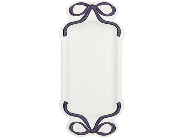 Ceramic Rectangular Serving Plate, 14", Lavender Bow